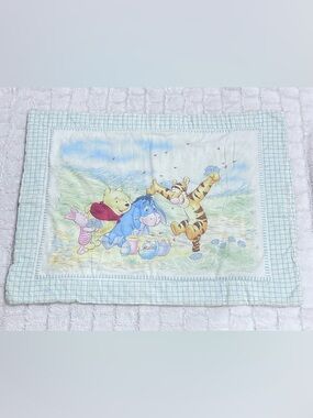Vintage Disney Winnie the Pooh Baby Crib Blanket Tigger Eeyore Piglet 41”x 30.5”